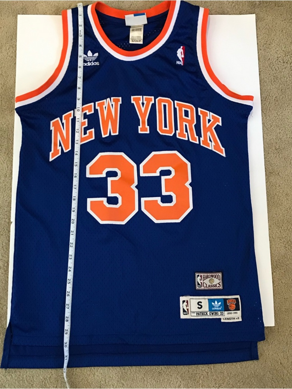 Adidas NY Knicks #33 Basketball Jersey Hardwood Classics Blue Orange S +2 - Picture 8 of 13